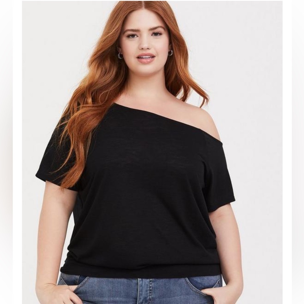 Torrid Off-Shoulder Feather Light Short Sleeve Tee